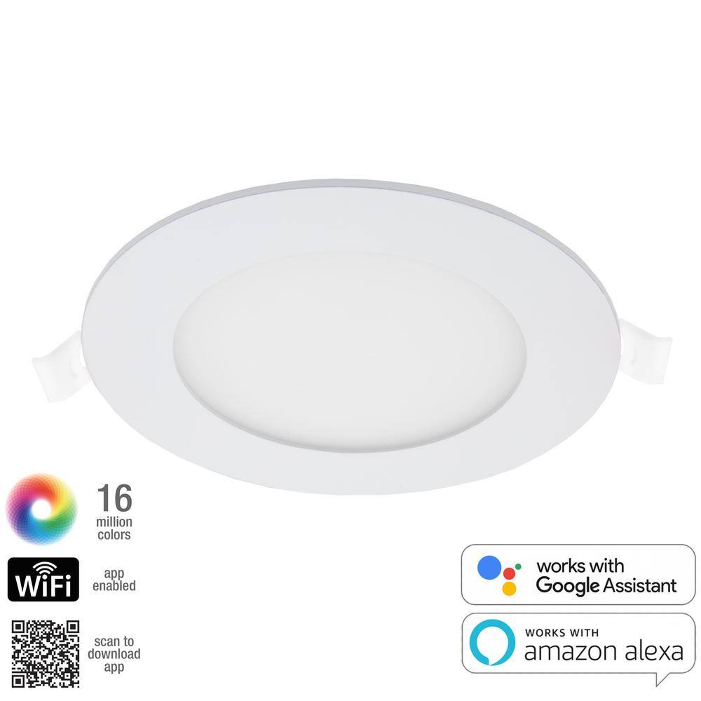 Luvoni 4" Smart Wi-Fi Tunable LED Downlight, 600 Lumens, White Aluminum