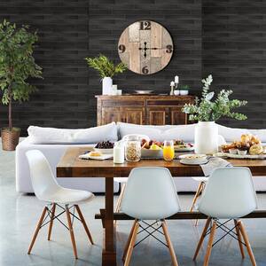 Chambers, Nika Black Sleek Wood Paper Non-Pasted Wallpaper Roll (Covers 56.4 sq. ft.)