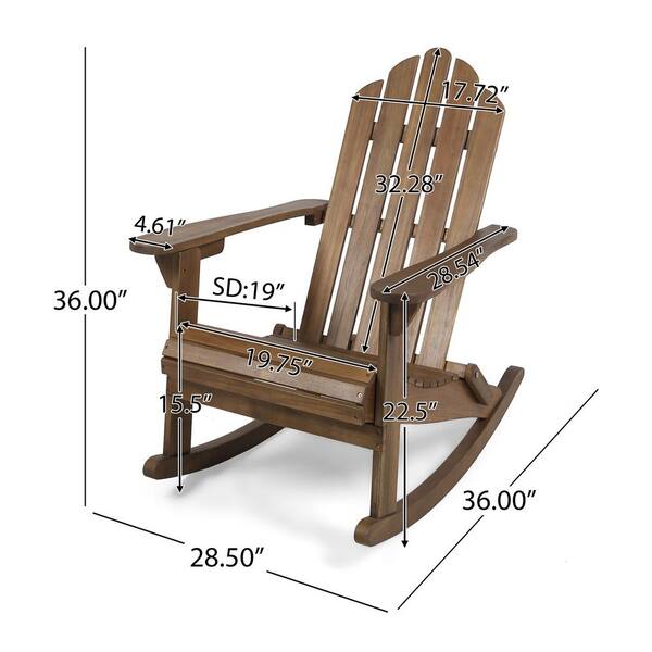 Patio Set of 1 Wood Adirondack Rocking Chair, Slanted