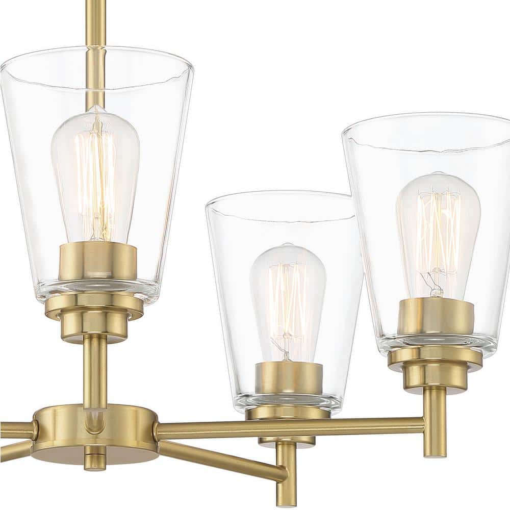 Westin 5-Light Brushed Gold Chandelier with Clear Glass Shades