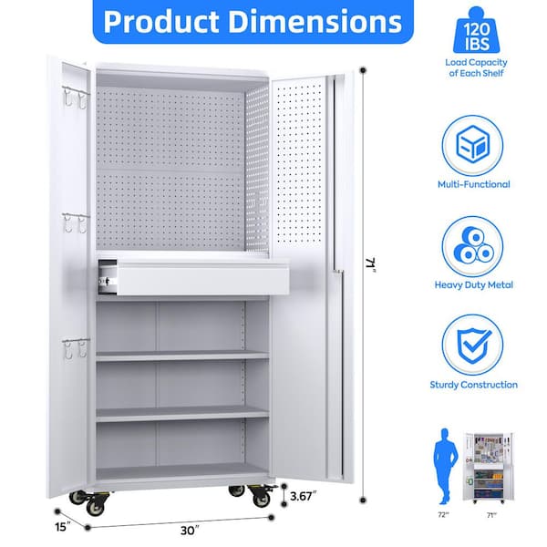 Hephastu 30 in. W x 71 in. H x 15 in. D Rolling Metal Freestanding