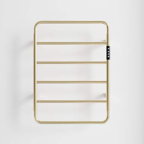 18.7 in. Wall Mounted Heated Towel Rack in Gold w/Intelligent Touch Screen Timer,6-Bar Towel Warmer,Plug-in/Hard-Wired