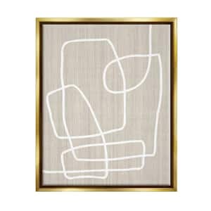 Contemporary White Line Shapes Grain Design by Alpenglow Workshop Floater Frame Abstract Wall Art Print 21 in. x 17 in.