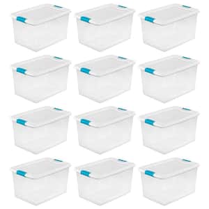 64 qt. Plastic Latching Storage Box Containers in Clear, 12-Pack