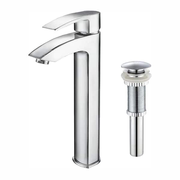KRAUS Visio Single Hole Single-Handle Vessel Bathroom Faucet with Pop Up Drain in Chrome