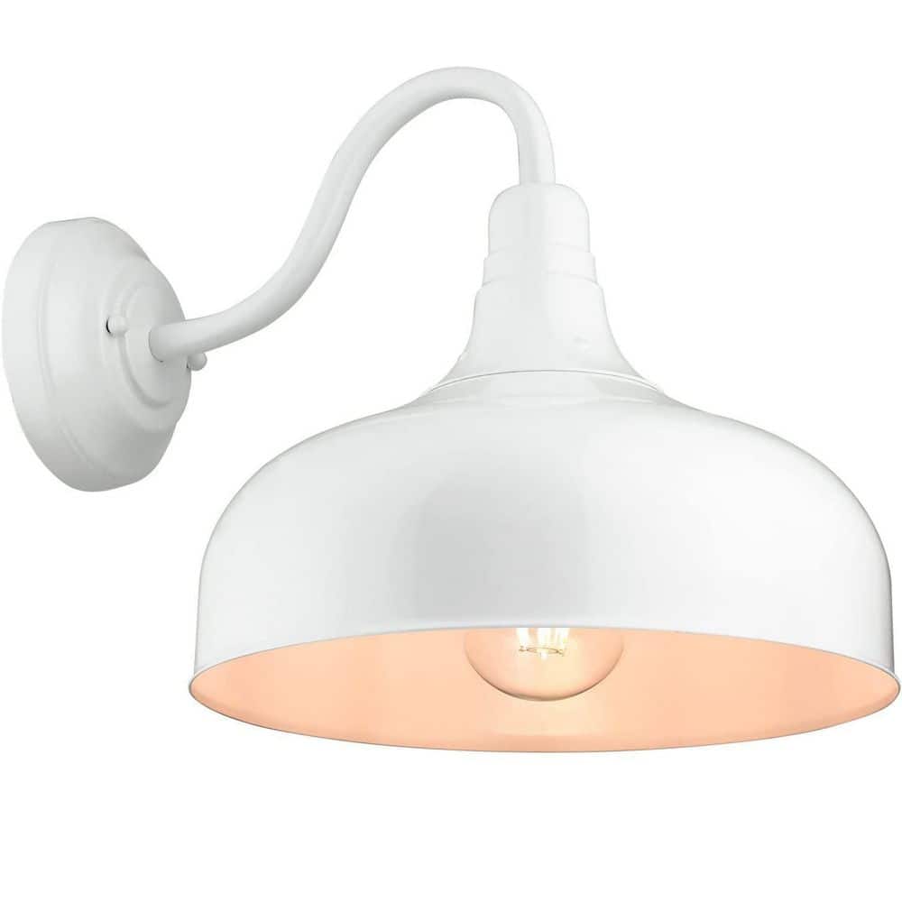 Elegant White Aluminum Gooseneck Barn Light Sconce, 12 Inch
