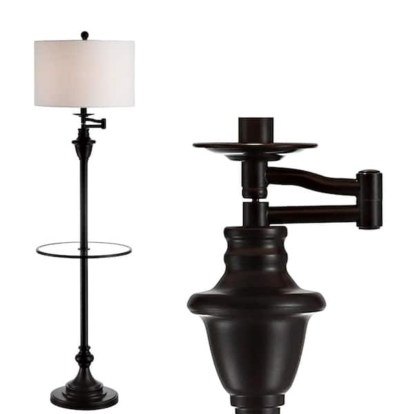 JONATHAN Y Cora 60 in. Metal/Glass LED Side Table and Floor Lamp, Oil Rubbed Bronze
