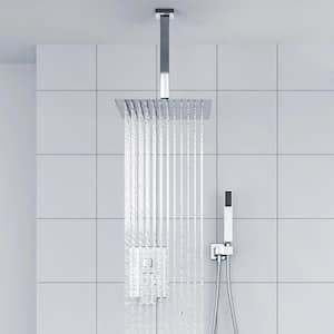 1-Spray Patterns with 1.8 GPM 12 in. Ceiling Mounted Dual Shower Heads in Polished Chrome