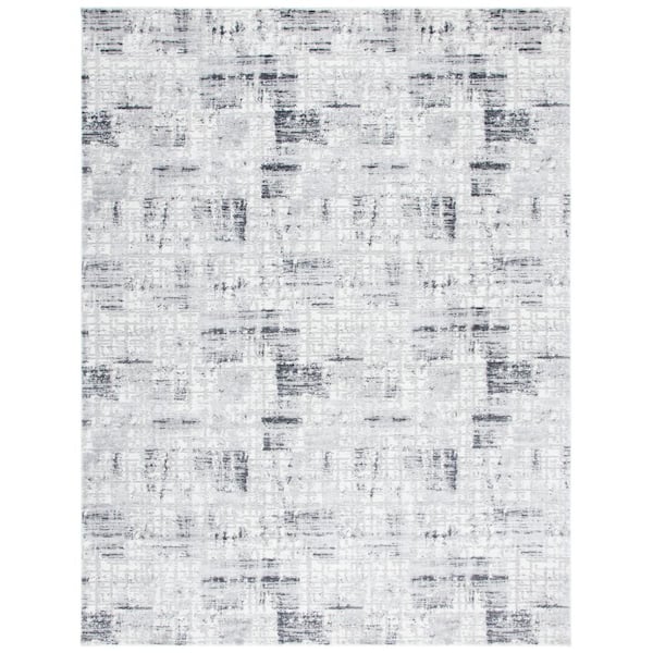 SAFAVIEH Amelia Gray/Charcoal 8 ft. x 10 ft. Distressed Geometric Area Rug