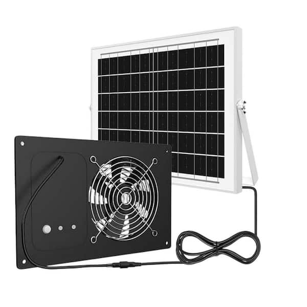 25W Solar Powered Ventilation Fan with Timer, 3500 RPM, for Greenhouses, Coops, Sheds
