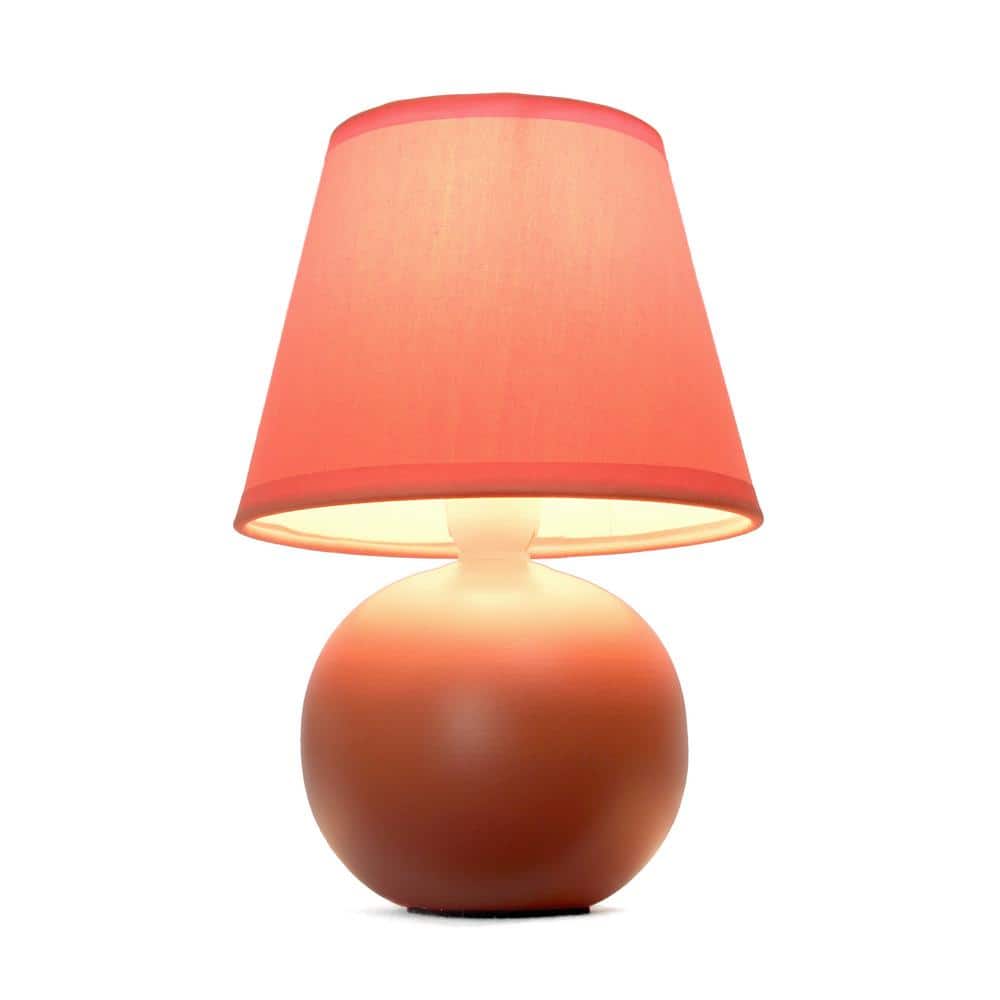 Mini Orange Ceramic Globe Table Lamp with Fabric Shade