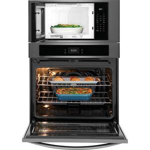 30 in. Electric Wall Oven with Built-In Microwave with Fan Convection in Black Stainless Steel