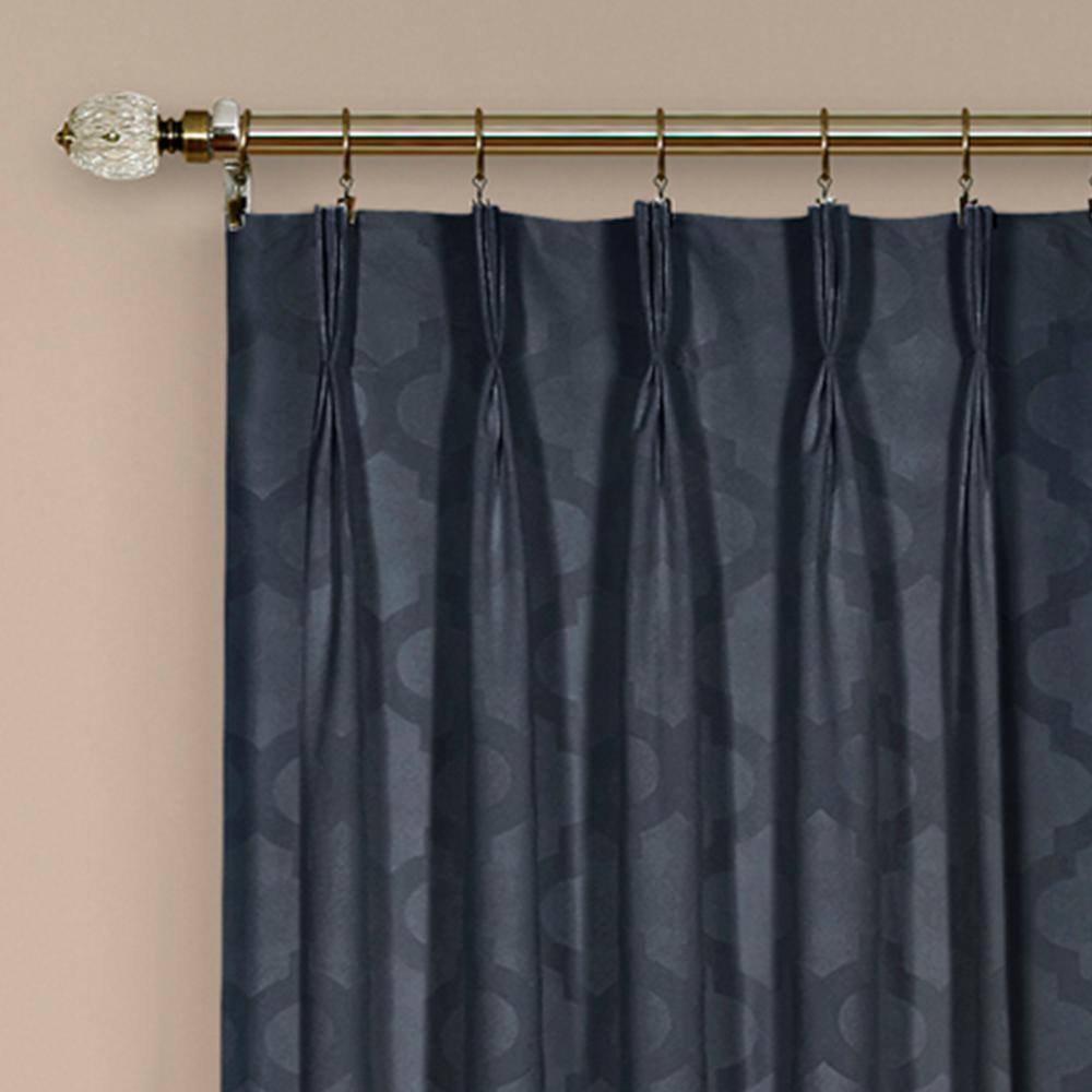 Navy Embossed Velvet Blackout Pinch Pleat Drapes