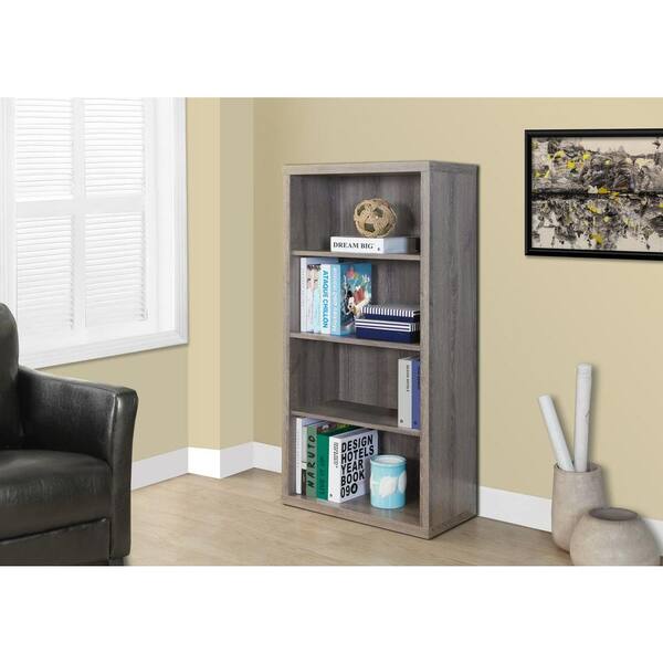 Monarch Specialties 49.25 in. Warm Natural Wood 4-shelf Standard Bookcase with Adjustable Shelves