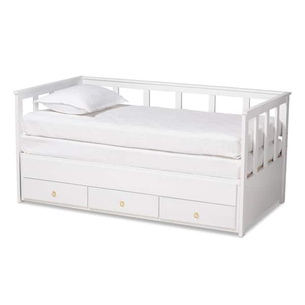 Baxton Studio Kendra White with Storage Twin to King Expandable Daybed