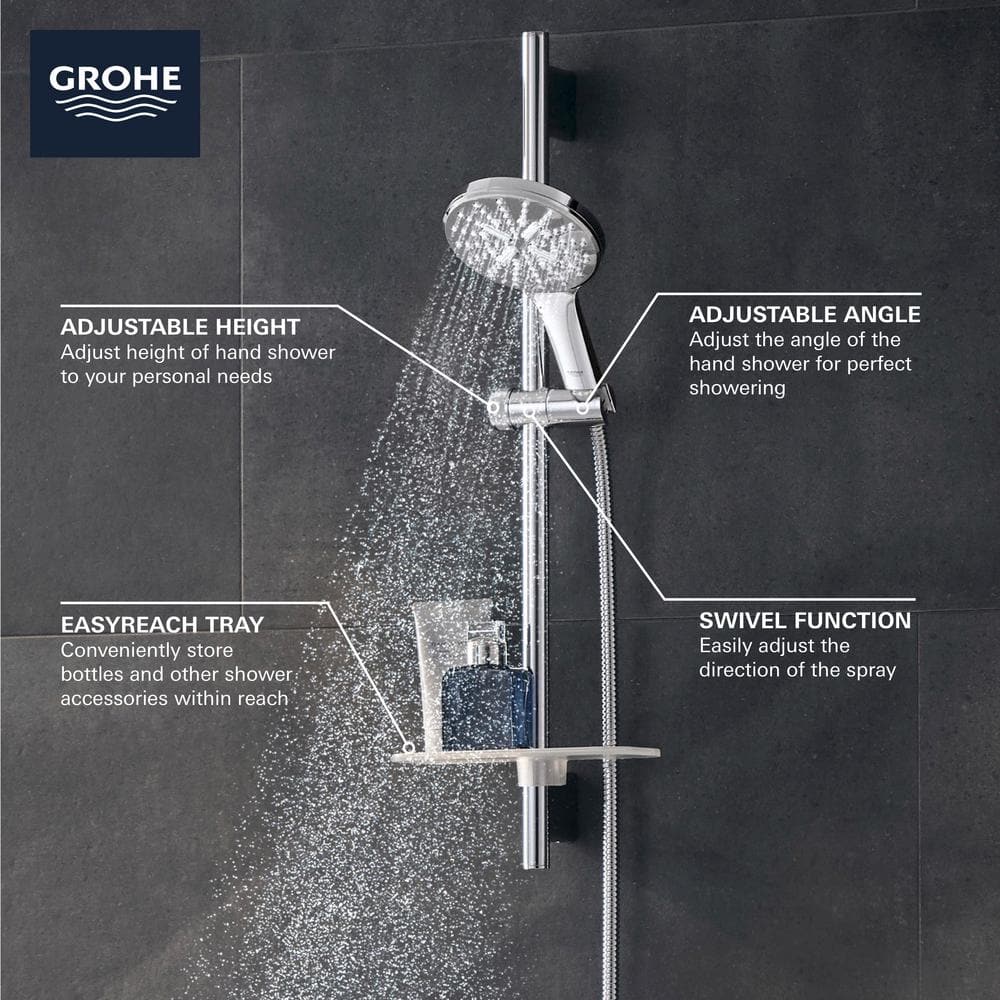Chrome Adjustable Handheld Shower with 3 Spray Functions
