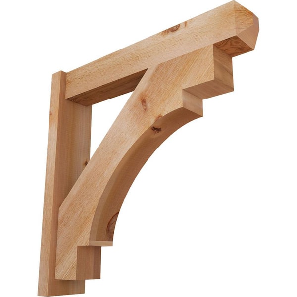 Ekena Millwork 6 in. x 30 in. x 30 in. Western Red Cedar Merced Craftsman Rough Sawn Outlooker