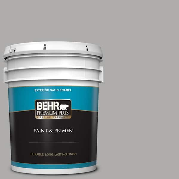 BEHR PREMIUM PLUS 5 gal. Home Decorators Collection #HDC-NT-27A Soft Pebble Satin Enamel Exterior Paint & Primer