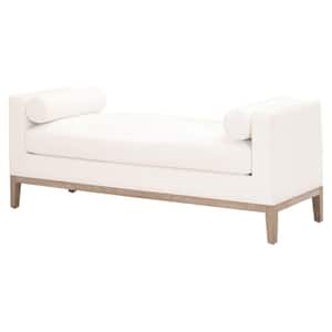 Cream 63 in. Backless Bedroom Bench with Track Armrests