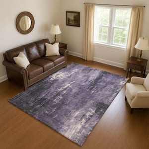Mayfield Premium Machine Washable Abstract AMF1683 Purple 5 ft. x 7 ft. 6 in. Area Rug