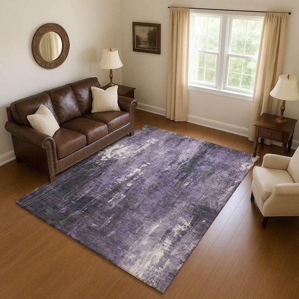 Mayfield Premium Machine Washable Abstract AMF1683 Purple 8 ft. x 10 ft. Area Rug