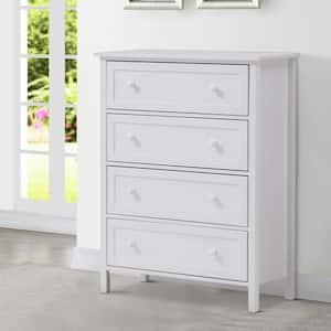 4-Drawer Glossy White Solid Wood Tall Dresser Chest (46 x 17 x 35 )