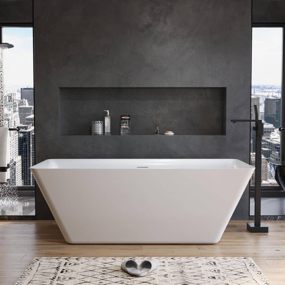 66 in. x 29.5 in. 100% Pure Virgin Acrylic Freestanding Soaking Bathtub with Overflow and Center Drain in White price history on PriceWatchPro