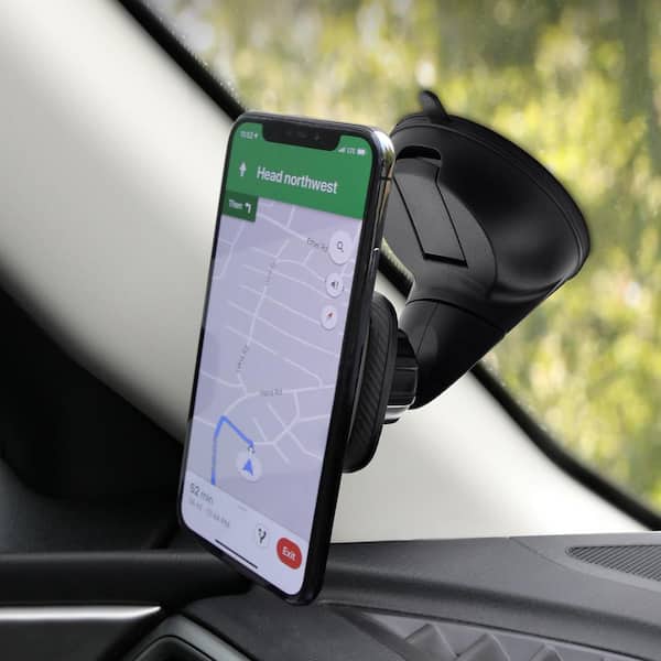 iPhone Car Mount Compatible with Any Smartphone or GPS Universal Auto-Grip Car Phone Mount Magnetic Cell Phone Holder for Car Dashboard 