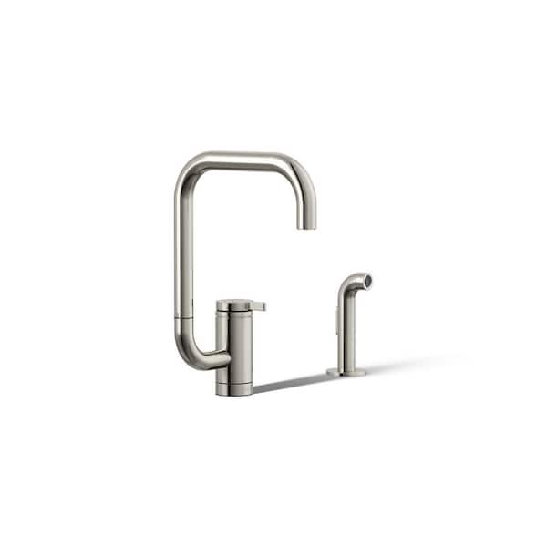 Components 1 Handle Deck Mount Standard Kitchen Faucet in Vibrant Polished Nickel