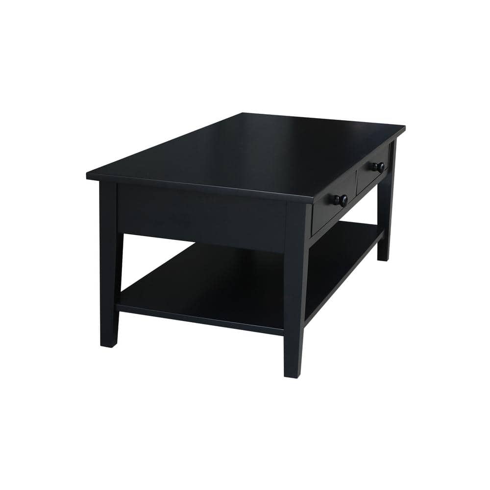 Spencer 54'' Black Parawood Rectangular Coffee Table with Storage