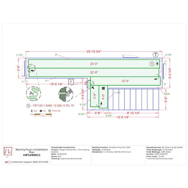 Tempzone Easy Mat 120V 2' W x 6' L 12 Sq. ft.