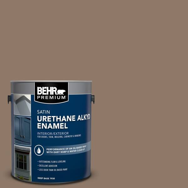 BEHR PREMIUM 1 gal. #PPU5-05 Coconut Shell Urethane Alkyd Satin Enamel Interior/Exterior Paint