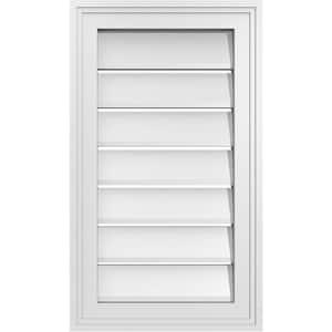 14 in. x 24 in. Vertical Surface Mount PVC Gable Vent: Functional with Brickmould Frame