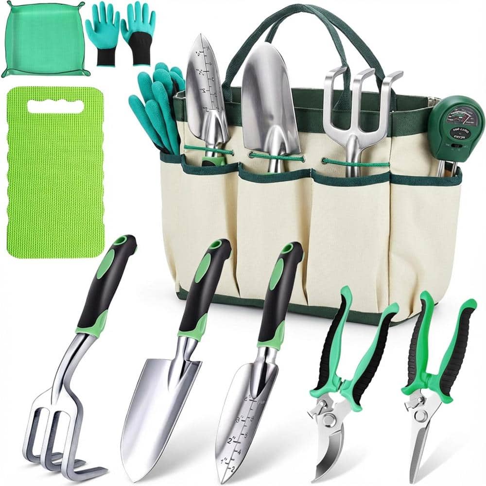 15 in. Aluminum Garden Tool Set Rust-Resistant with Soil Tester Green 10-Piece price history on PriceWatchPro