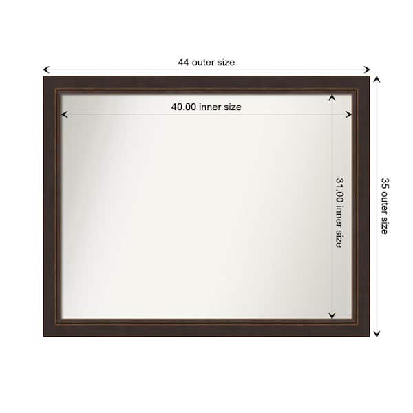 Amanti Art Lara Bronze 44.5 in. x 35.5 in. Custom Non-Beveled Wood FramedBathroom Vanity Wall Mirror
