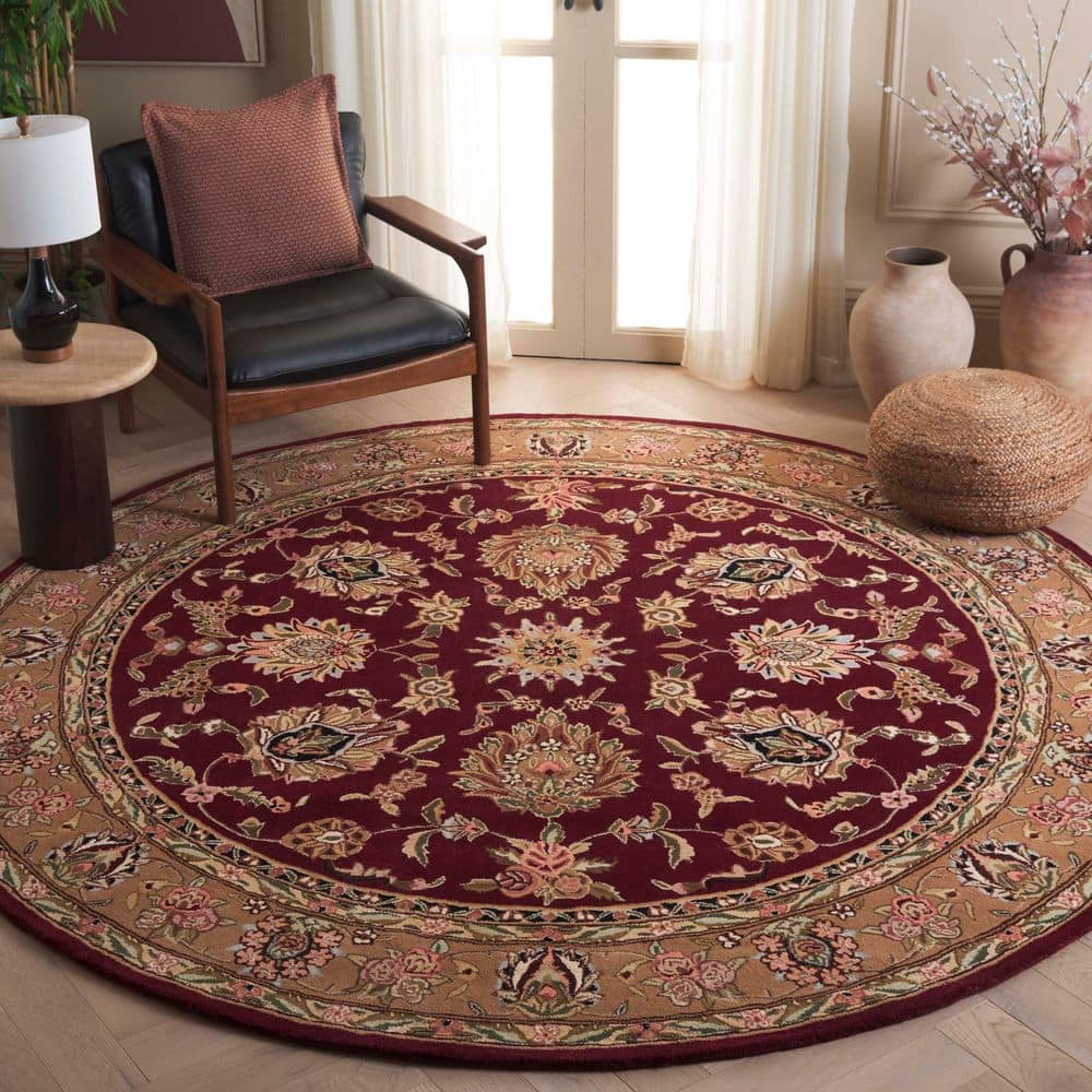 Traditions 8 ft. x 8 ft. Round Red/Gold Floral Oriental Border Area Rug price history on PriceWatchPro