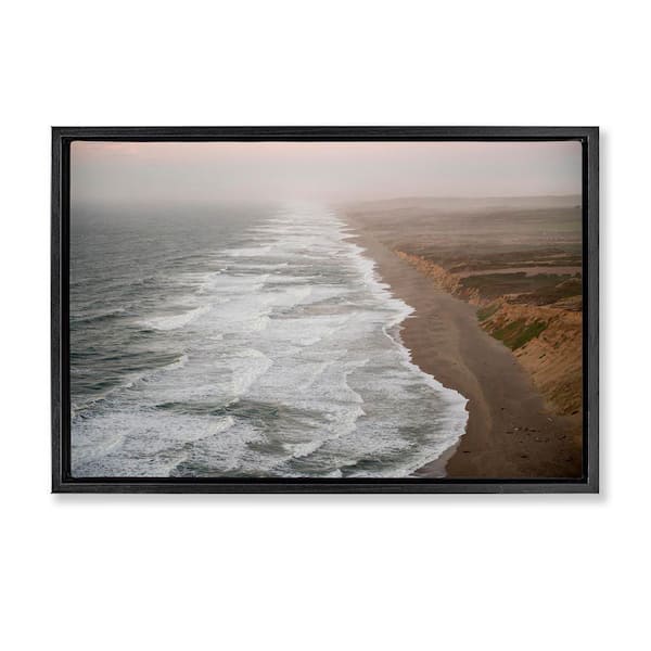 Stupell Industries Point Reyes Receding Shoreline by Crystal Lynn Collins Black Floater Frame Coastal Graphic Art Print 17 in. x 25 in.