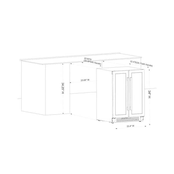 23.4 in. 20-Bottle Wine and 60 Can Beverage Cooler Dual Zone Built-In/Freestanding Refrigerator in Stainless Steel