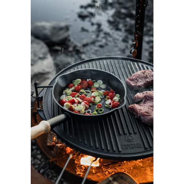 Campfire Reversible Cast Iron Grill Plate with Smooth and Ridged Surfaces, Campfire Cooking Accessory, Cast Iron