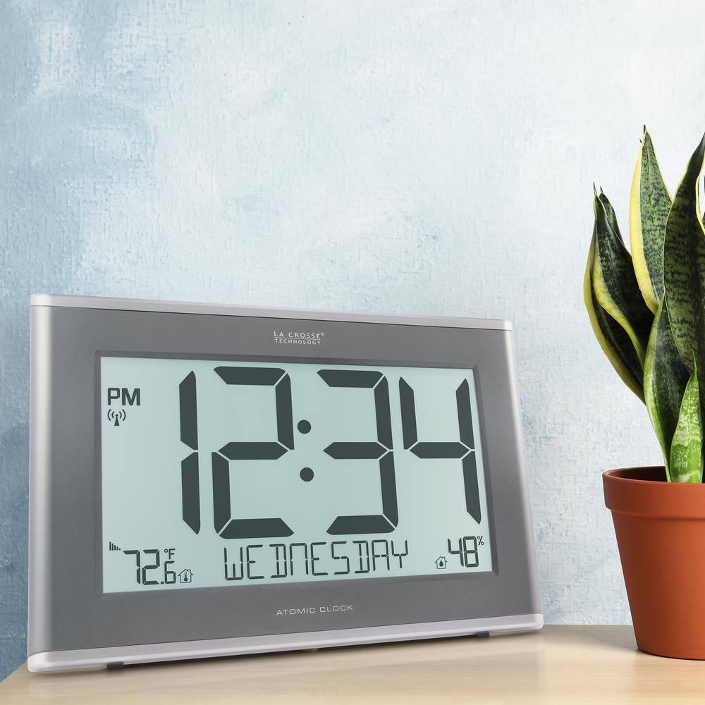 Extra-Large Gray Atomic Digital Wall Clock with Backlight