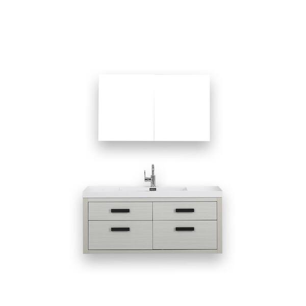 Streamline 47.2 in. W x 19.5 in. H Bath Vanity in Gray with Resin Vanity Top in White with White Basin and Mirror