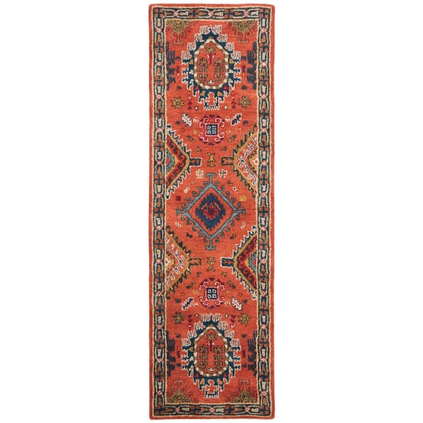 SAFAVIEH Heritage Rust/Navy 2 ft. x 8 ft. Border Runner Rug