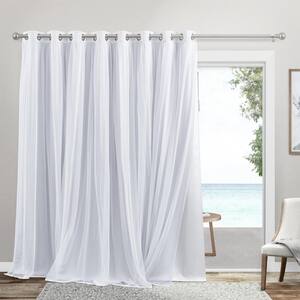 Catarina Patio Winter White Solid Lined Room Darkening Grommet Top Curtain, 100 in. W x 84 in. L