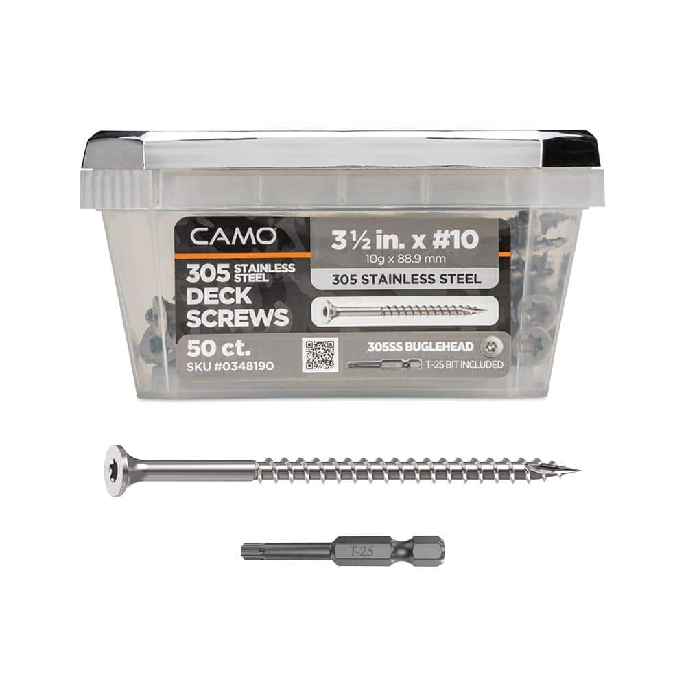 "#10 x 3-1/2 in. 305 Stainless Steel Premium Torx Drive Bugle-Head Wood Deck Screws (50-Count)" price history on PriceWatchPro