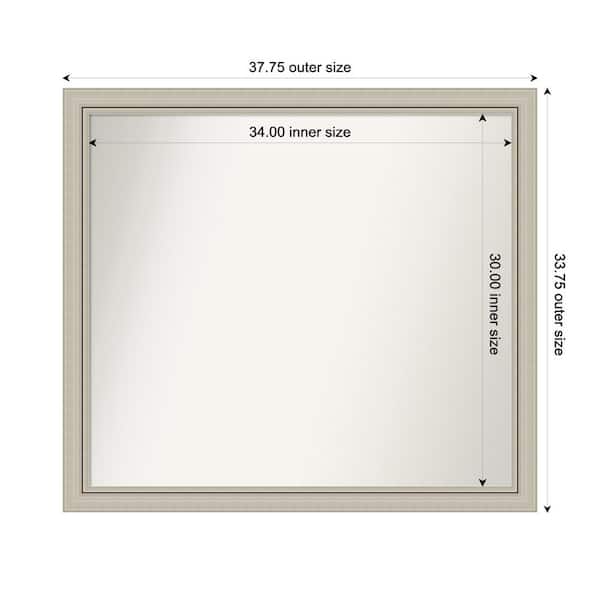 Amanti Art Romano Silver Narrow 37.75 in. x 33.75 in. Custom Non-Beveled Wood Framed Bathroom Vanity Wall Mirror