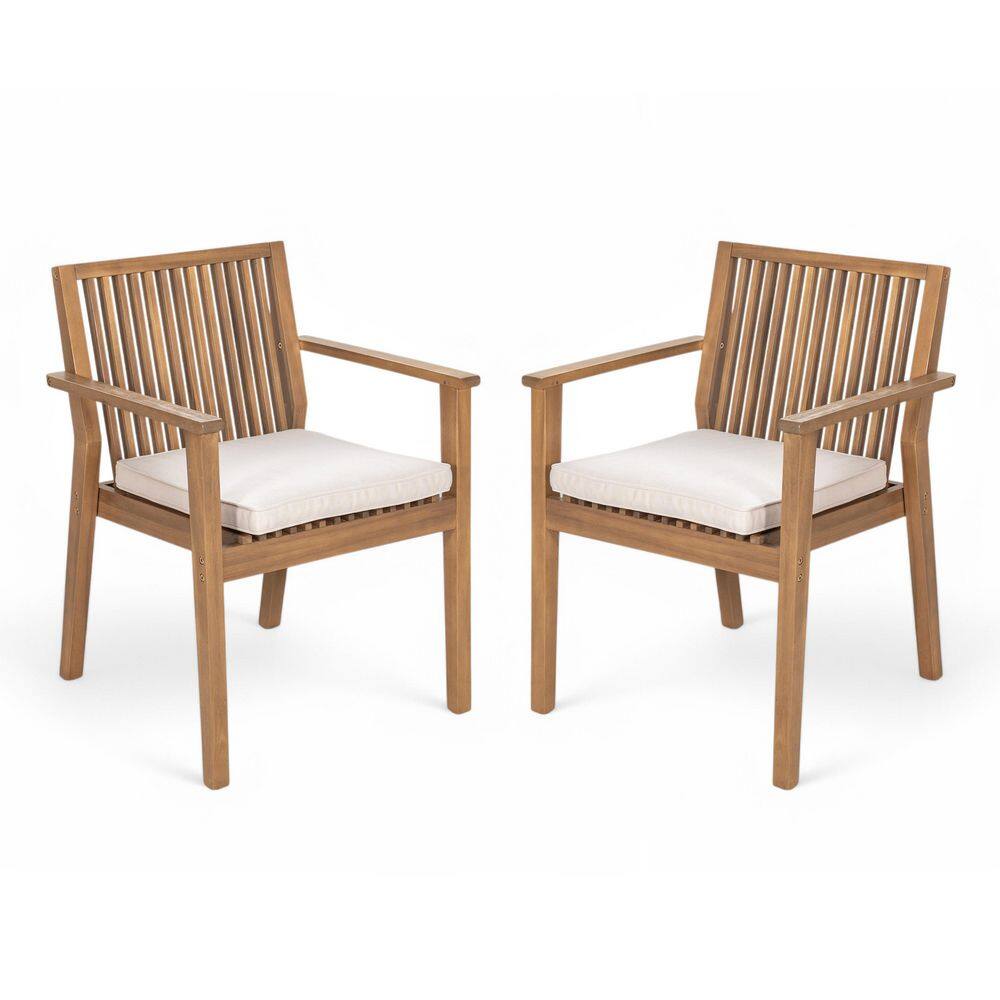 2-Piece Brown Acacia Wood Outdoor Lounge Chair with Beige Cushions price history on PriceWatchPro