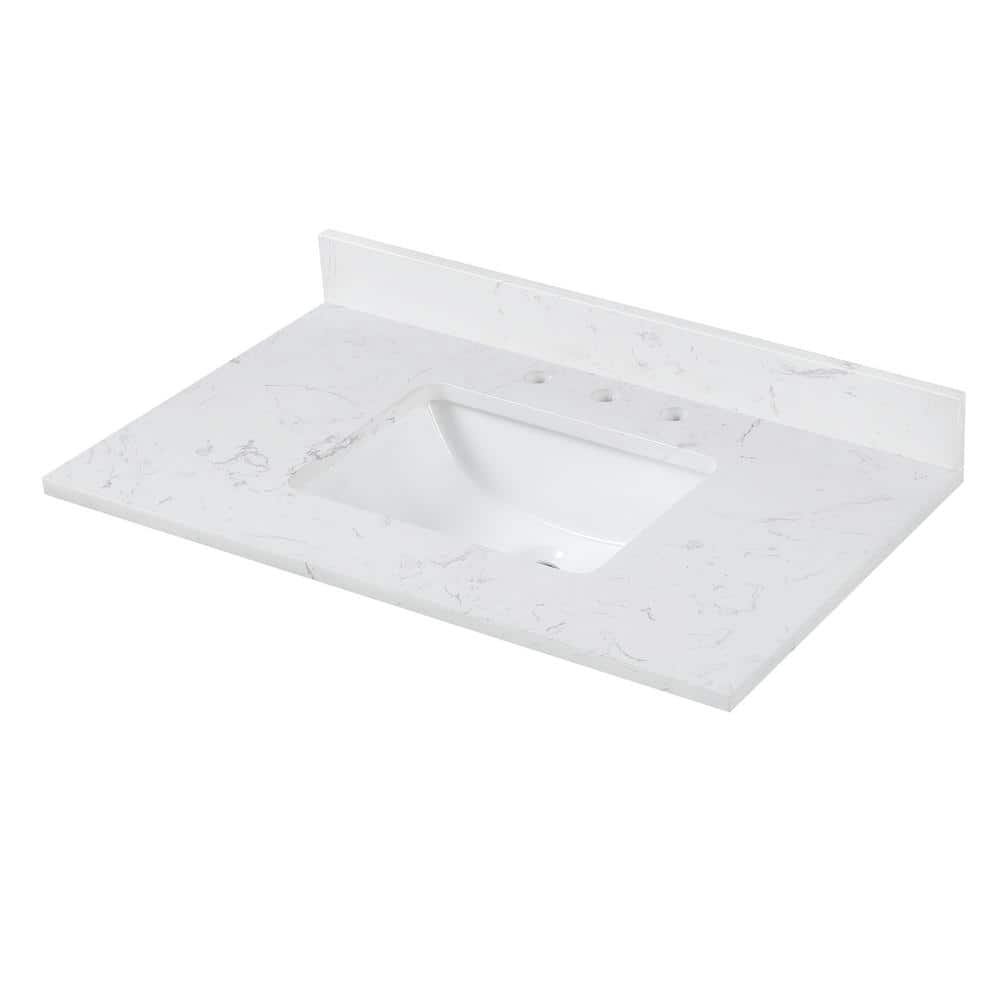 Cala White 37'' Engineered Stone Vanity Top with Sink