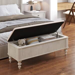 Harper & Bright Designs 50.8 in. Walnut Storage Ottoman Bench with ...