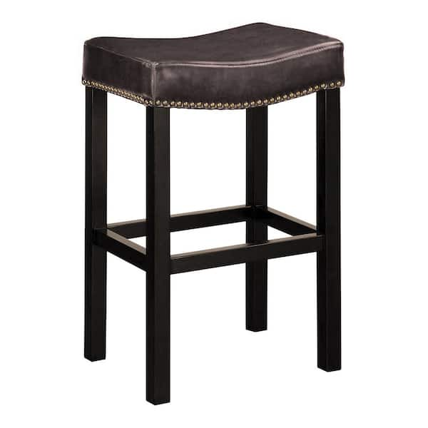 Armen Living Halprin 26 in. Backless Bonded Leather Bar Stool In Antique Brown