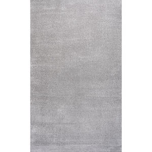 Haze Solid Low-Pile Light Gray 9 ft. x 12 ft. Area Rug